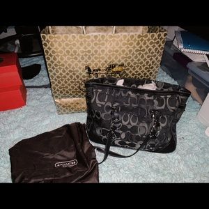 Coach Signature “C” Black/Grey Handbag Purse